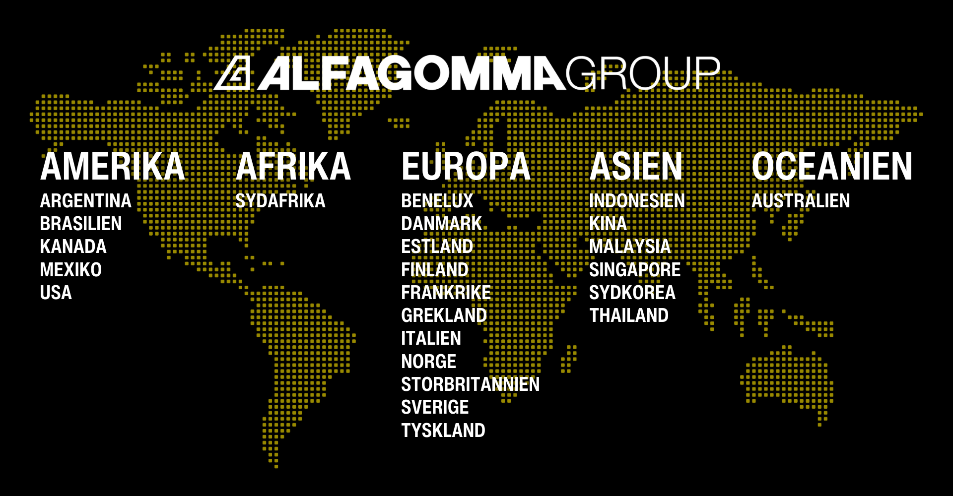 Alfagomma Group världskarta | Dunlop Hiflex