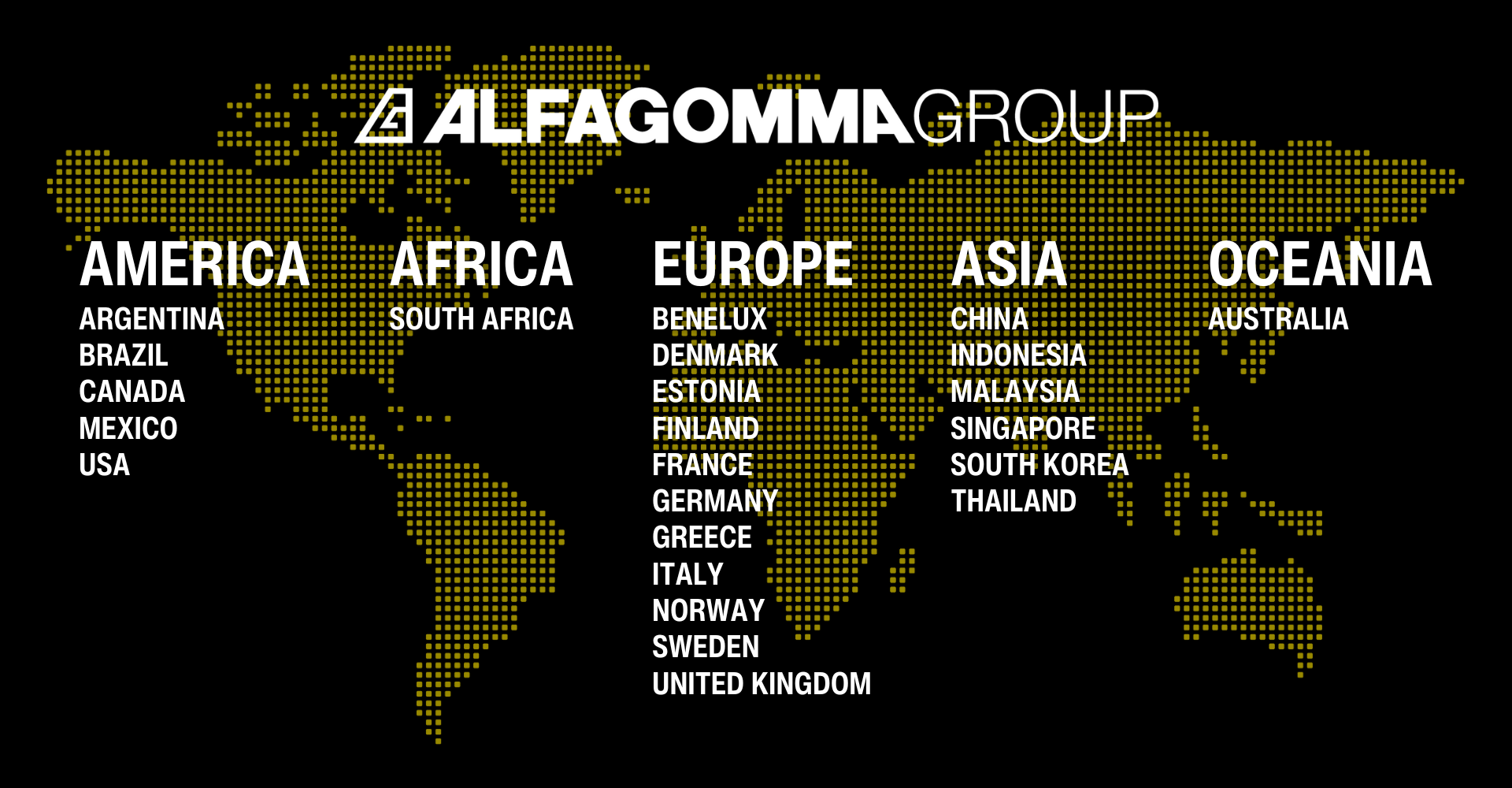 World map – Alfagomma Group | Dunlop Hiflex